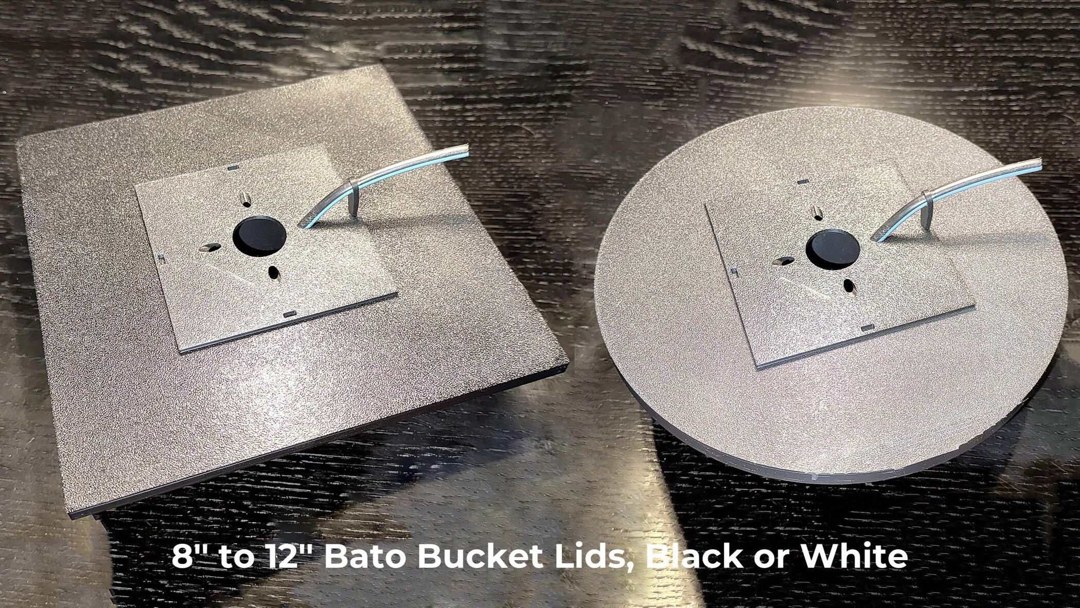 Optional square covers for Bato bucket GroCups, in black or white available in round as well (not shown)
